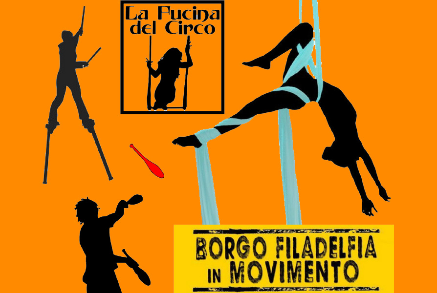 Festa di quariere torino Borgo Filadelfia circo e acrobatica aerea martina nova la fucina del circo